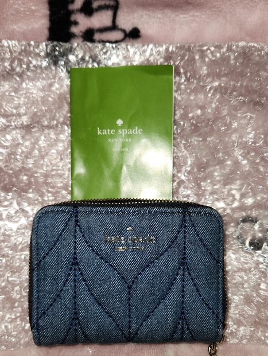 kate spade Handbags - kate spade Quilted Denim Zip Card Case Wallet - Navy Blue